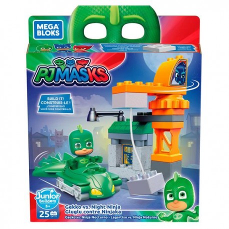 MEGA BLOKS PJ MASKS HEROES - GEKKO VS NIGHT NINJA GKT70-JuguetesPlaneta-PREMIUM