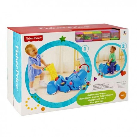 HIPOPÓTAMO ANDADOR TRAGA-BLOQUES FISHER C5843-JuguetesPlaneta-PREMIUM
