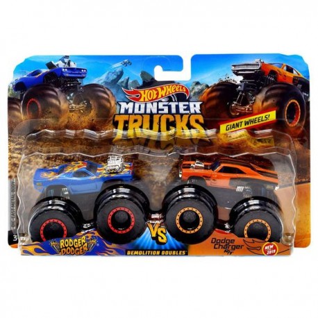 MONSTER TRUCKS ESCALA 1:64 - RODGER DODGER Y DODGE CHARGER FYJ64-JuguetesPlaneta-PREMIUM