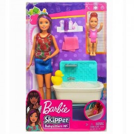 BARBIE SKIPPER NIÑERA - HORA DEL BAÑO FHY97-JuguetesPlaneta-PREMIUM