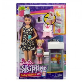 BARBIE SKIPPER NIÑERA - CAMBIO DE PAÑAL FHY97-JuguetesPlaneta-PREMIUM