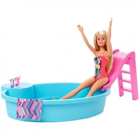 BARBIE PISCINA GLAM CON MUNECA GHL91-JuguetesPlaneta-Barbie