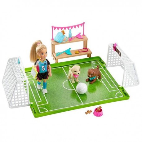 BARBIE DREAMHOUSE ADVENTURES CHELSEA FUTBOL CON PERRITOS GHK37-JuguetesPlaneta-Barbie