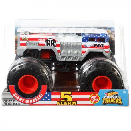 HOT WHEELS MONSTER TRUCKS ESCALA 1:24 - 5 ALARM FYJ83-JuguetesPlaneta-PREMIUM